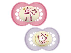 Mam-Pure-Night-6+m-Soother-2Pk-Pink